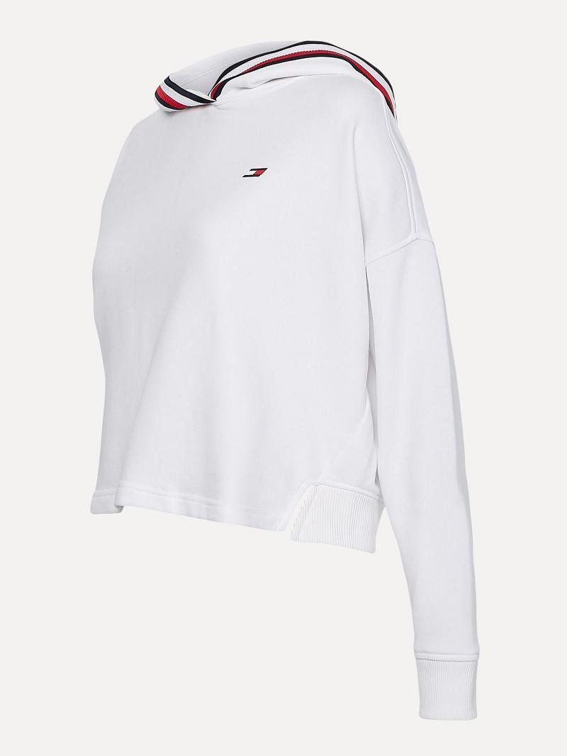 Női Tommy Hilfiger Organic Pamut Stripe Hoodies Fehér | HU 158AHK